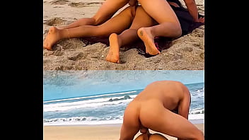 A surprise encounter leads to a public beach anal encounter